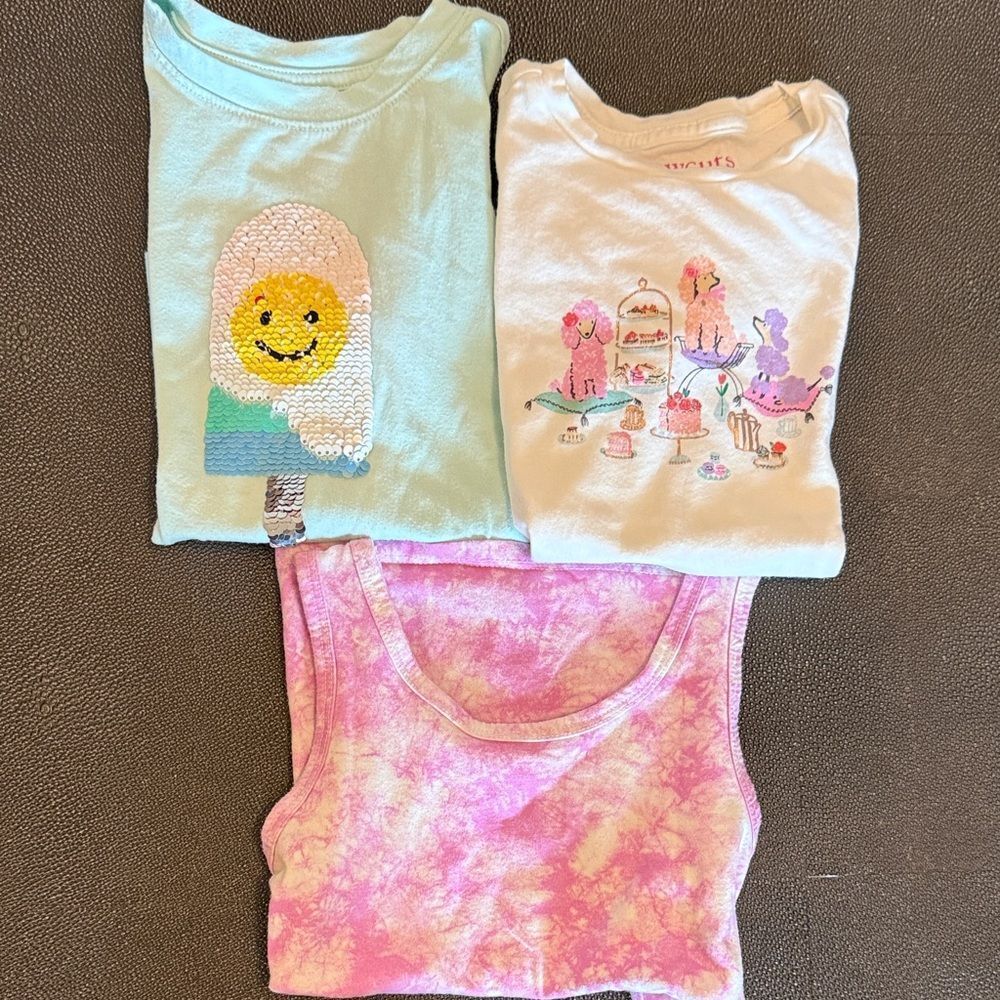 Crewcuts & Cat& Jack Kids Short Sleeve Tees - Blue, White, Pink Basic Tee size 5